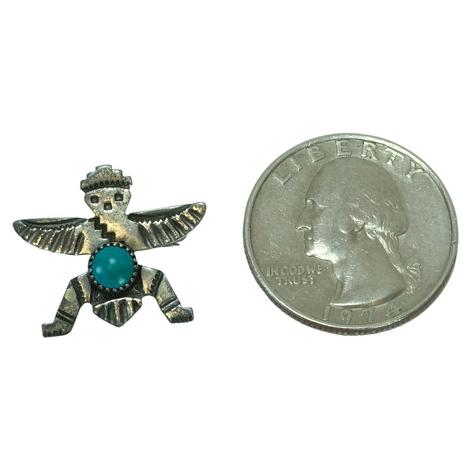 Vintage Turquoise and Silver Zuni Knife Wing Pin